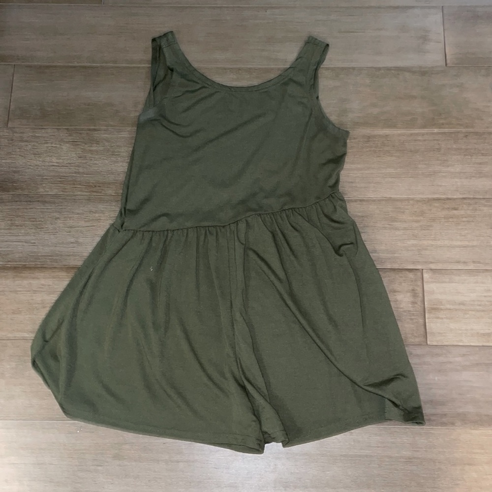 Army green tank top romper